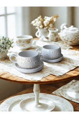 Rgs Homelife Premium Handmade Ceramic Daisy Mug & Cup Set - 2 Piece - TryAladdin
