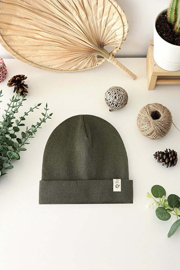 Ribbed Baby Beanie Set - Beige & Khaki 2 - Pack) - TryAladdin