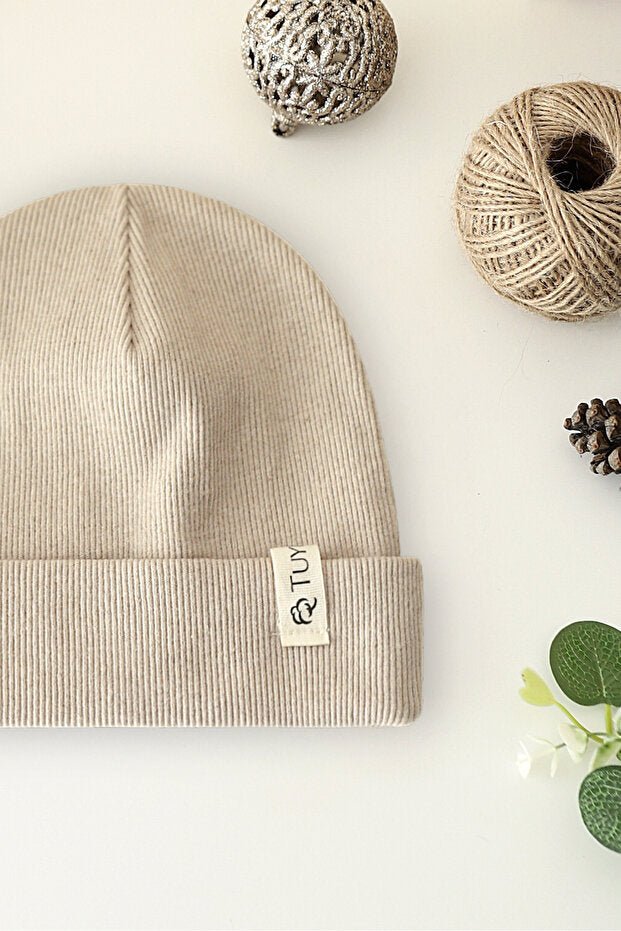 Ribbed Beanie Set Beige & Mustard 2 - Pack - TryAladdin