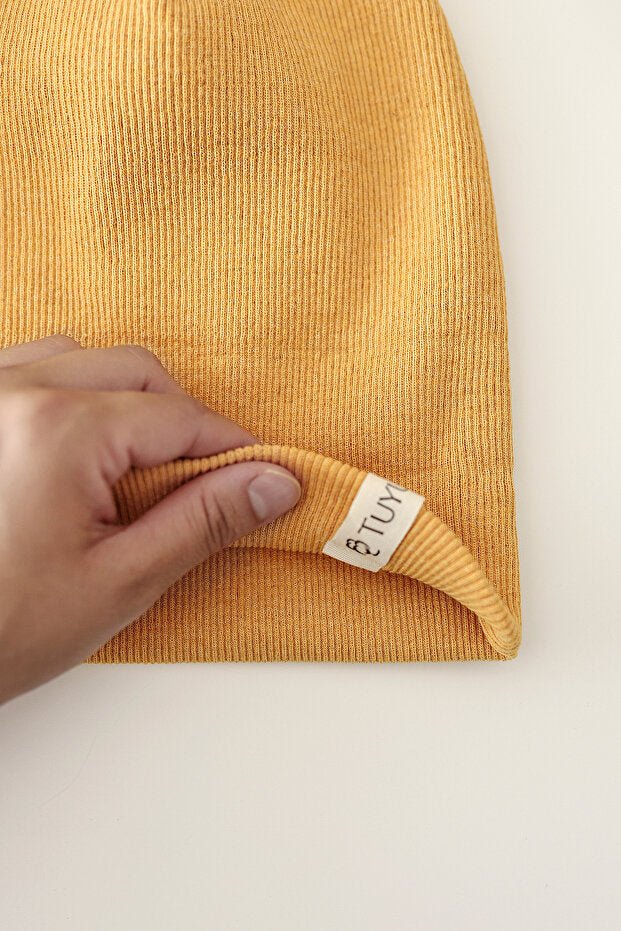 Ribbed Beanie Set Beige & Mustard 2 - Pack - TryAladdin