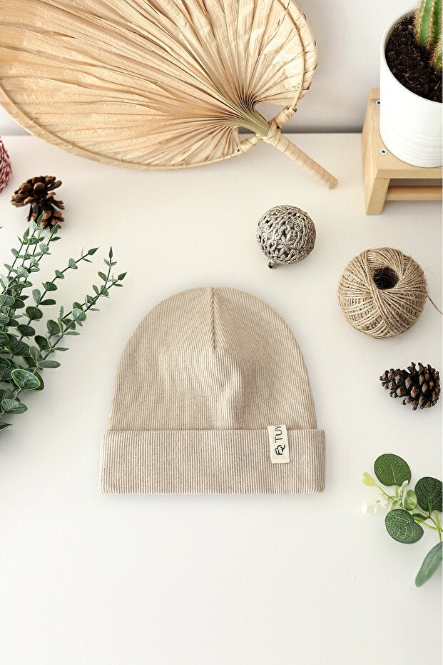 Ribbed Beanie Set Beige & Mustard 2 - Pack - TryAladdin