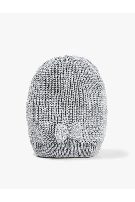 Ribbed Knitted Beanie with Bow Detail - Standard Size - TryAladdin