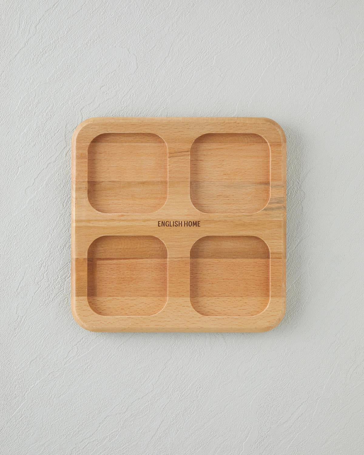 Professional Glass Wood Lidded 4 Compartment Breakfast Server