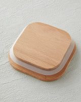 Professional Glass Wood Lidded 4 Compartment Breakfast Server
