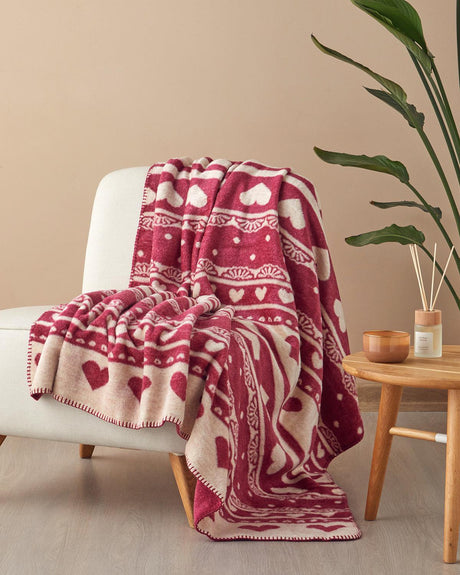 Professional-Grade Acrylic Plush Throw Blanket - Cherry Red