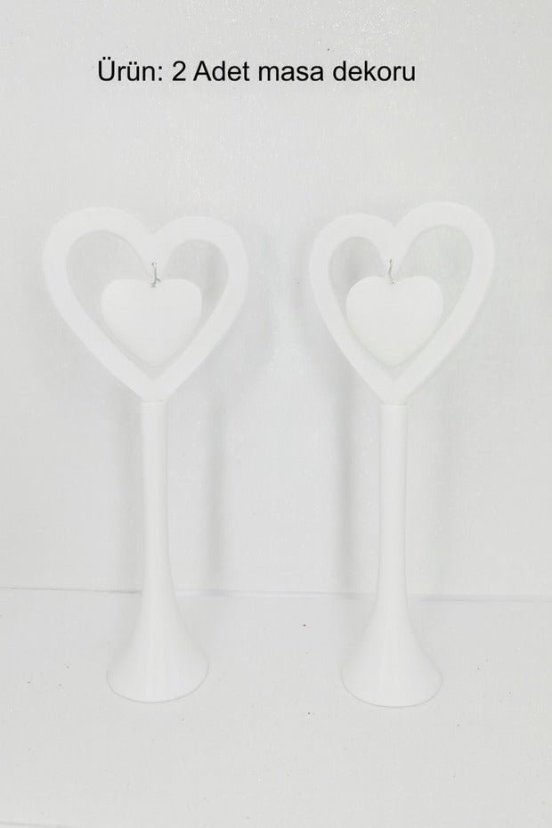 Romantic White Heart Table Decor - Set of 2 - TryAladdin