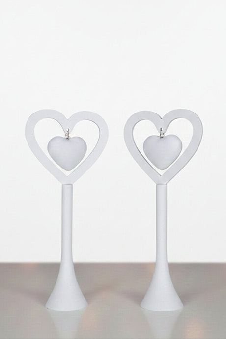 Romantic White Heart Table Decor - Set of 2 - TryAladdin