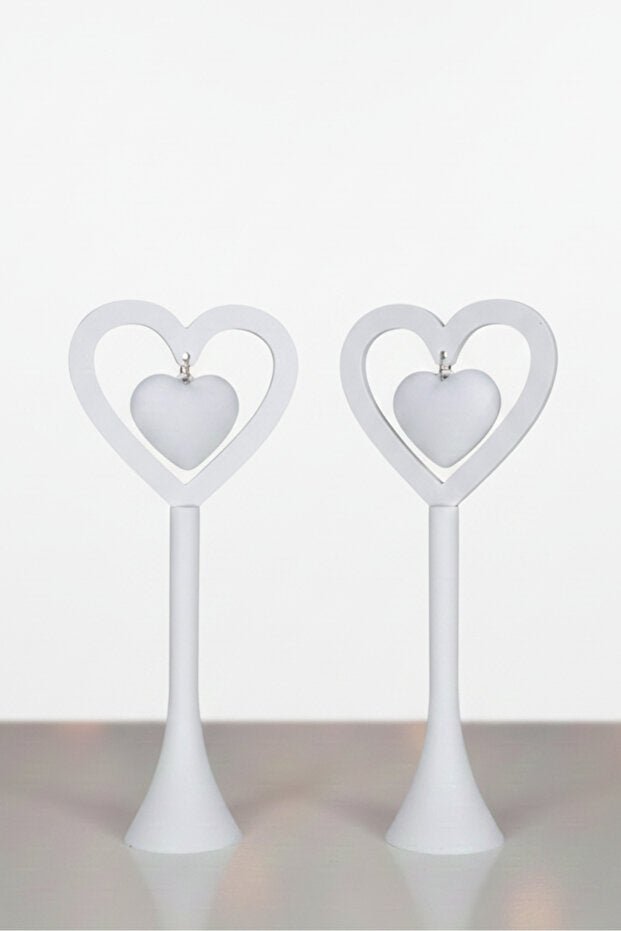 Romantic White Heart Table Decor - Set of 2 - TryAladdin