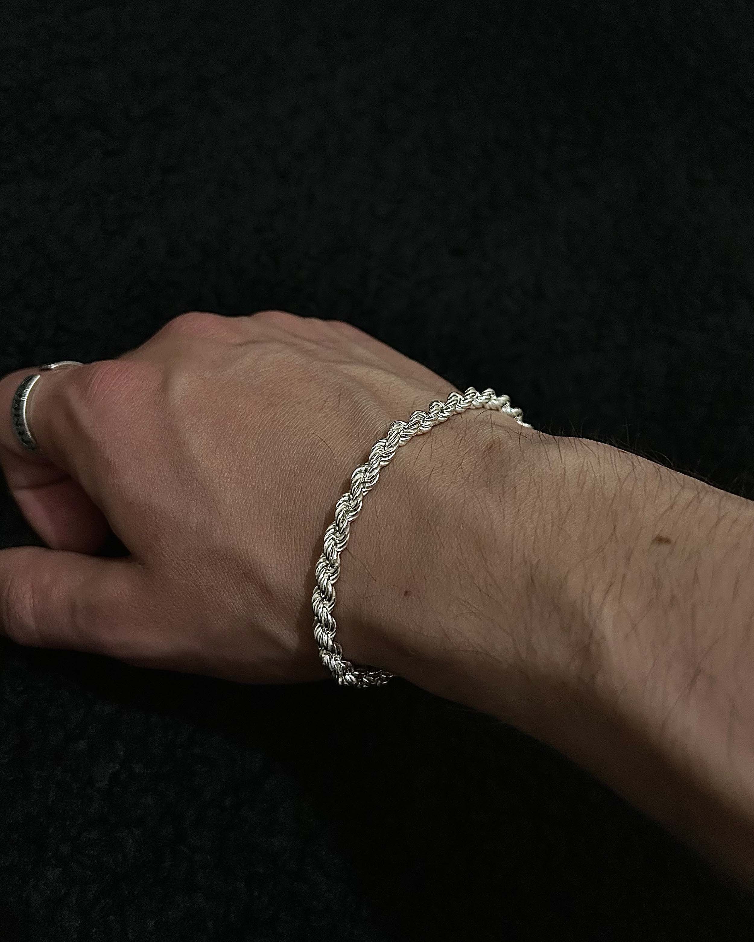 925 Sterling Silver Rope Bracelet - Handwoven Design
