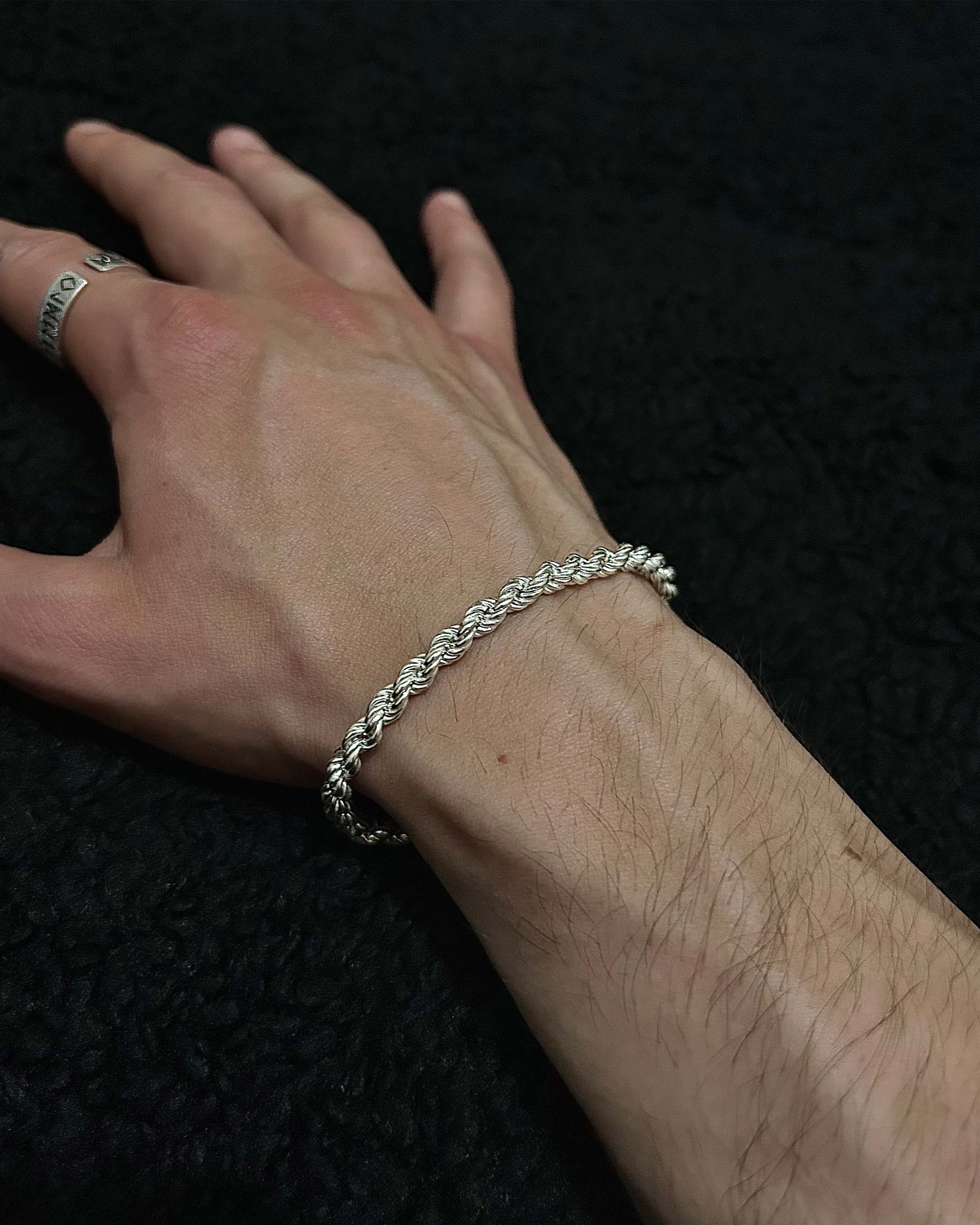 925 Sterling Silver Rope Bracelet - Handwoven Design