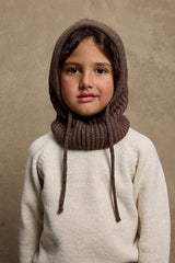 Roped Knitted Balaclava - cozy Brown for Ages 6m - 9y - TryAladdin