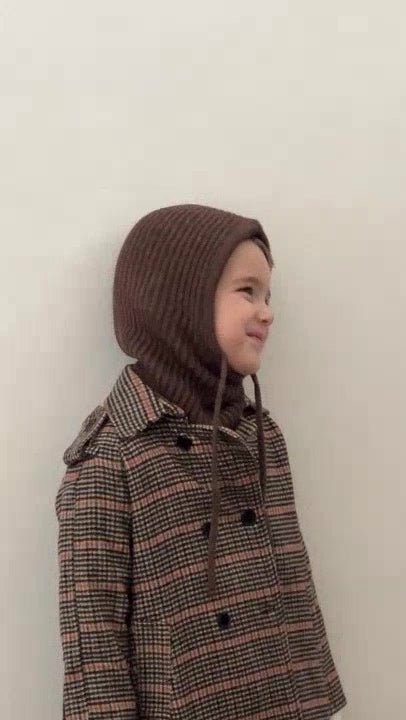 Roped Knitted Balaclava - cozy Brown for Ages 6m - 9y - TryAladdin