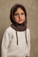 Roped Knitted Balaclava - cozy Brown for Ages 6m - 9y - TryAladdin