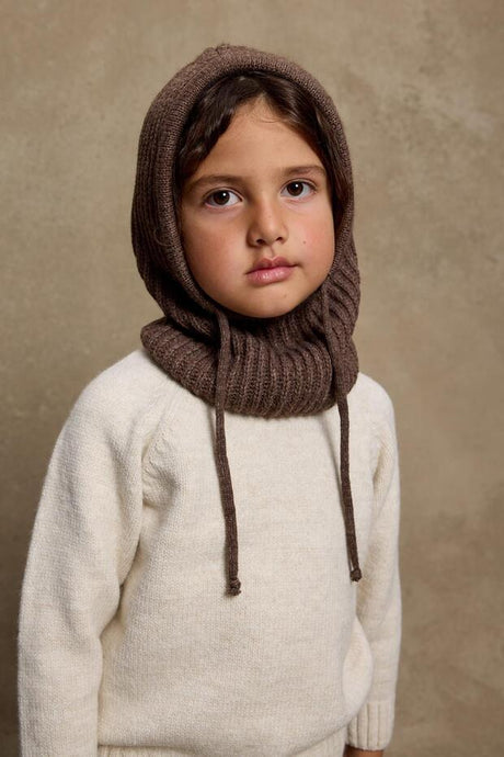 Roped Knitted Balaclava - cozy Brown for Ages 6m - 9y - TryAladdin