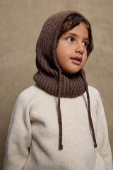 Roped Knitted Balaclava - cozy Brown for Ages 6m - 9y - TryAladdin