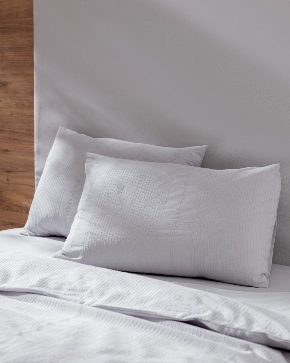 Rosalie 100% Cotton King Size Dobby Weave Duvet Cover Set - Light Gray - TryAladdin