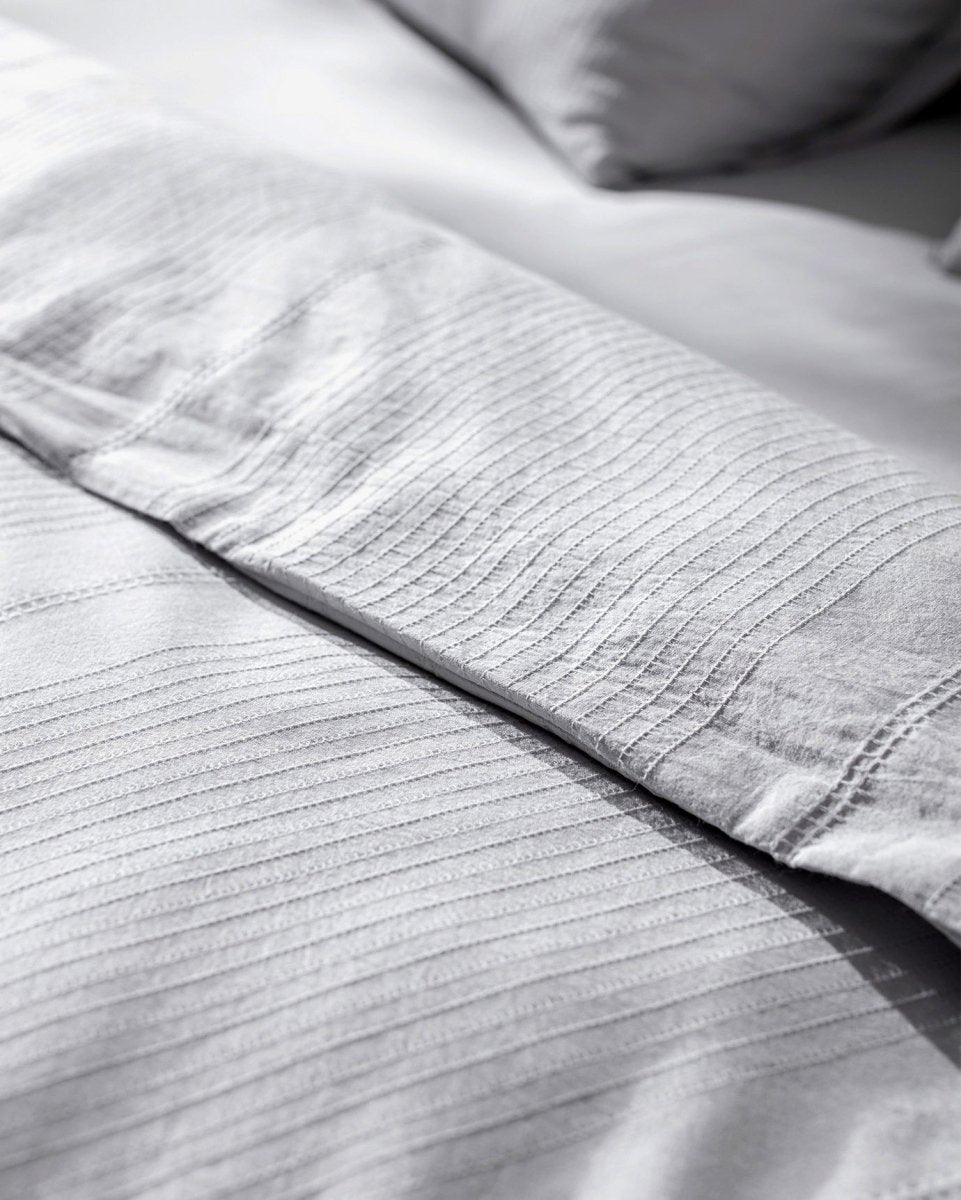 Rosalie 100% Cotton King Size Dobby Weave Duvet Cover Set - Light Gray - TryAladdin
