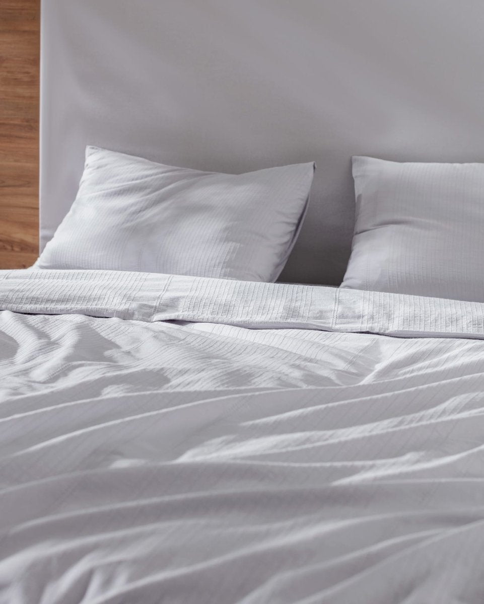 Rosalie 100% Cotton King Size Dobby Weave Duvet Cover Set - Light Gray - TryAladdin