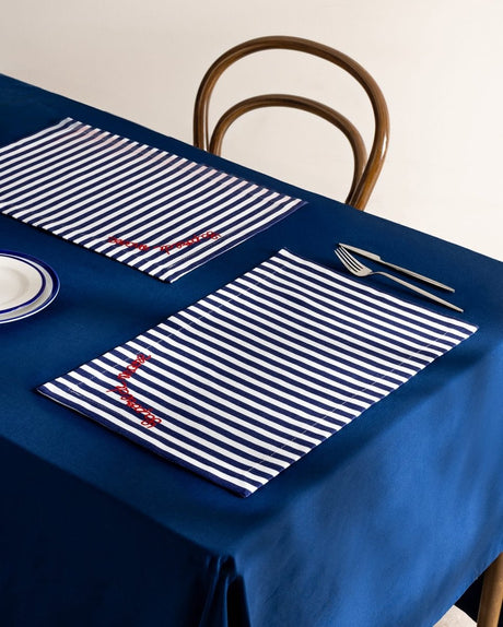 Rosane Design White and Navy Blue Placemat for Dining Tables - TryAladdin