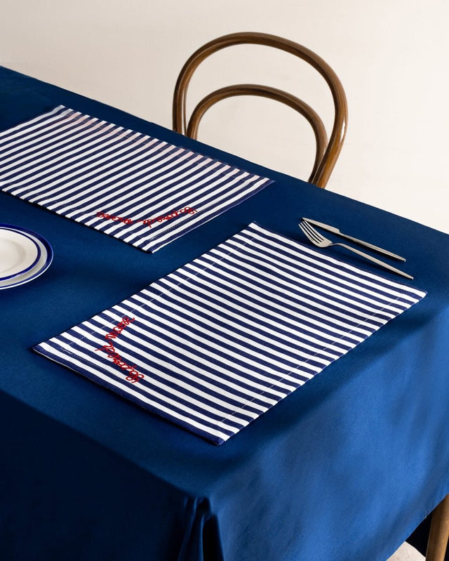 Rosane Design White and Navy Blue Placemat for Dining Tables - TryAladdin