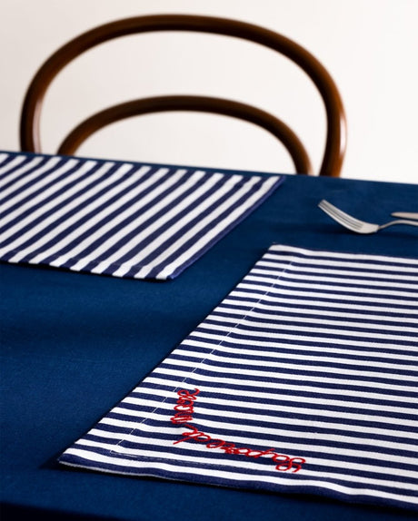 Rosane Design White and Navy Blue Placemat for Dining Tables - TryAladdin