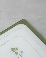 Professional Grade Rosemary Pattern Glass Cutting Board   25x35cm Green White