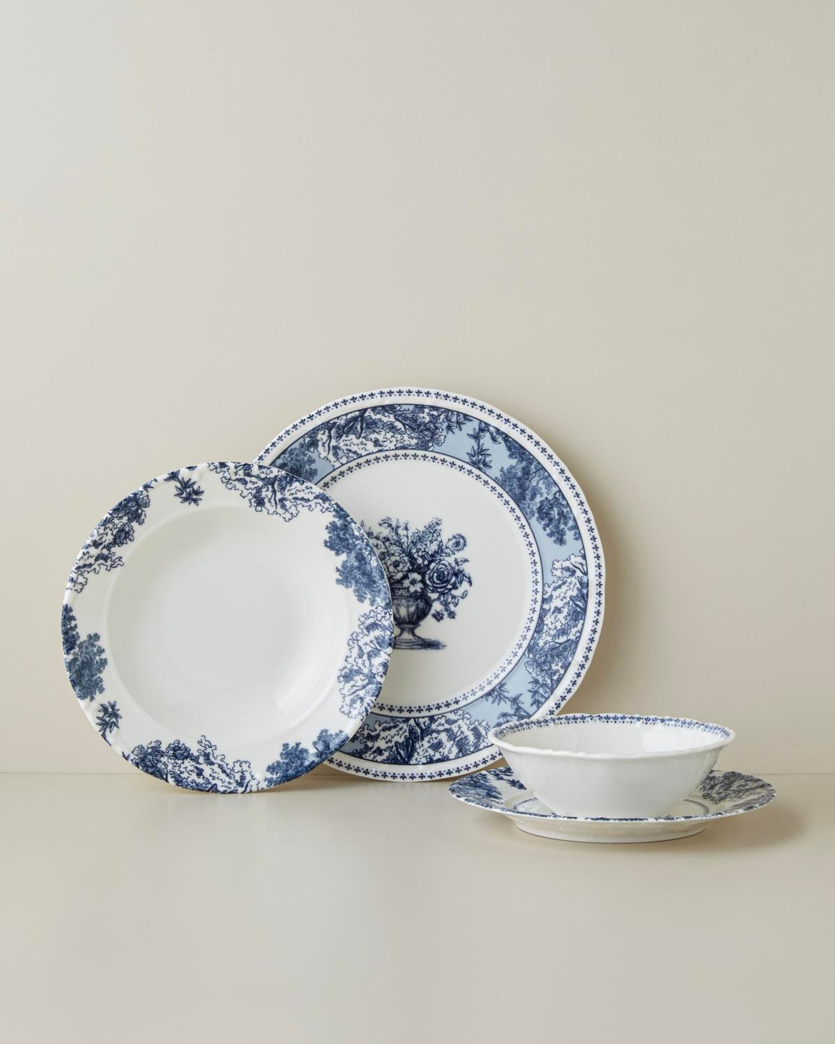 Premium Porcelain Dinnerware Set   24 Piece   6 Person   Navy Blue