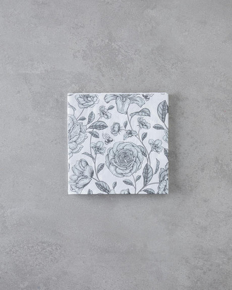 Professional Black White Floral Disposable Paper Napkins
