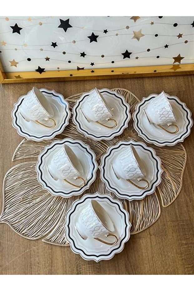 Rossev Premium Turkish Coffee Cup Set - Cheerful 6 - Person 12 - Piece - TryAladdin