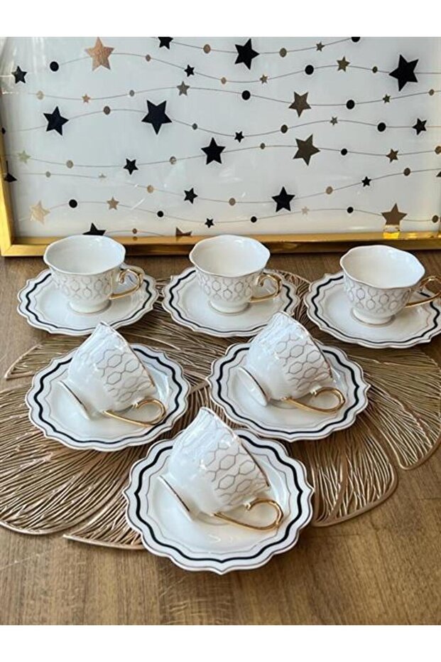 Rossev Premium Turkish Coffee Cup Set - Cheerful 6 - Person 12 - Piece - TryAladdin