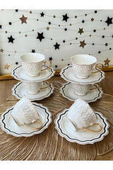 Rossev Premium Turkish Coffee Cup Set - Cheerful 6 - Person 12 - Piece - TryAladdin