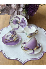 Rossev Professional Gilded Orchid Turkish Coffee Cup Set - 6 Person, 12 Piece - TryAladdin