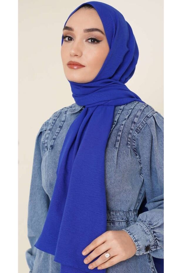Royal Blue Cotton Crinkle Jazz Shawl - TryAladdin