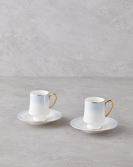 Professional Grade New Bone China Coffee Cup Set Blue 4 Piece