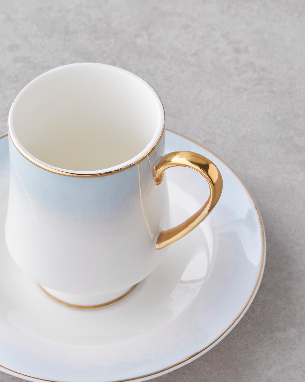 Professional Grade New Bone China Coffee Cup Set Blue 4 Piece