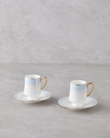Professional Grade New Bone China Coffee Cup Set Blue 4 Piece