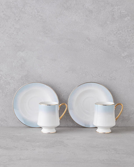 Professional Grade New Bone China Coffee Cup Set Blue 4 Piece