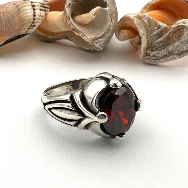 Ruby Silver Men's Ring