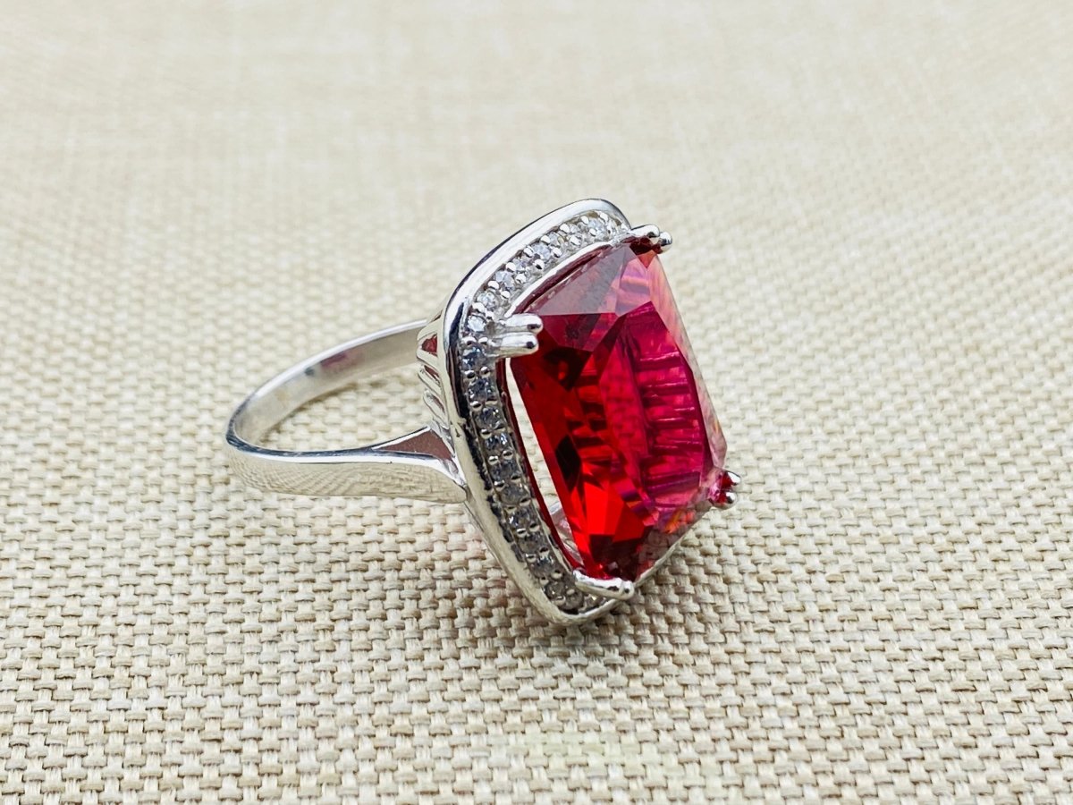 Ruby Stone Ladies Silver Ring