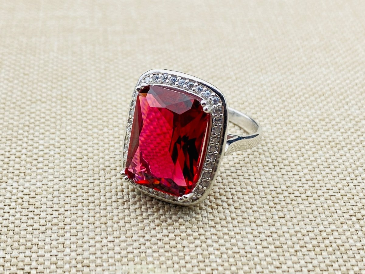 Ruby Stone Ladies Silver Ring