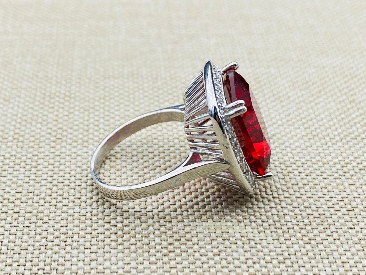 Ruby Stone Ladies Silver Ring