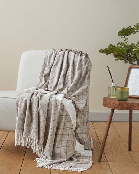 Elegant-Rumi-Pattern-Textile-Throw-Blanket-Coffee-Beige