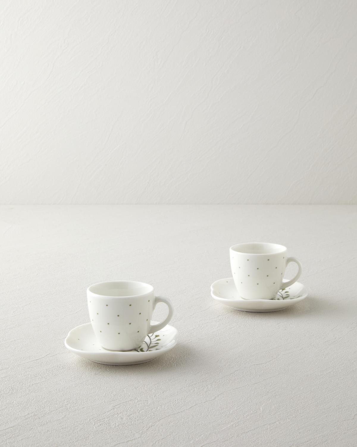 Premium Bone Porcelain Coffee Cup Set   Sage Green   4 Piece