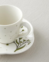 Premium Bone Porcelain Coffee Cup Set   Sage Green   4 Piece