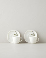Premium Bone Porcelain Coffee Cup Set   Sage Green   4 Piece