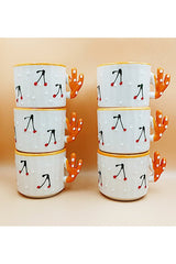 Salizera Professional Handmade Ceramic Cherry Design Multipurpose Cup Set - 1.5 kg - TryAladdin