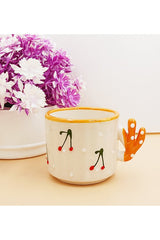 Salizera Professional Handmade Ceramic Cherry Design Multipurpose Cup Set - 1.5 kg - TryAladdin