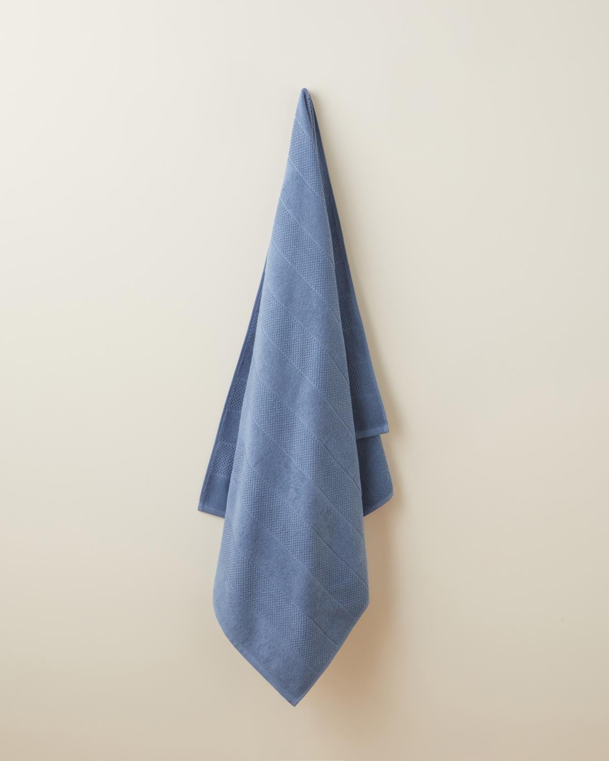 Professional Striped Cotton Bath Towel   Navy Blue