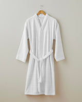 Premium Turkish Cotton Striped Bathrobe   White