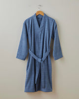 Professional Grade Cotton Sandy Stripe Bathrobe Navy Blue